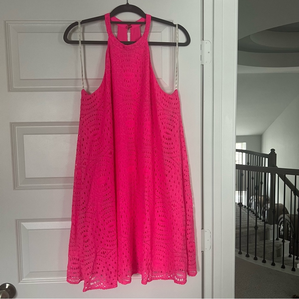 Lilly Pulitzer Kira Royal Pink Knotty Lace Quinn Dress Halter